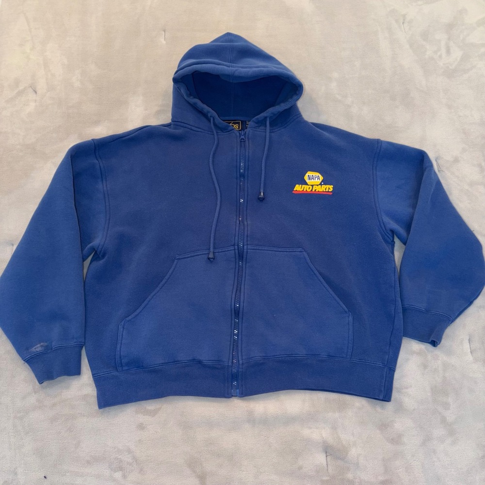 Vos Sports NAPA Auto Parts Full Zip Hoodie Blue Mens Medium Graphic Sweatshirt